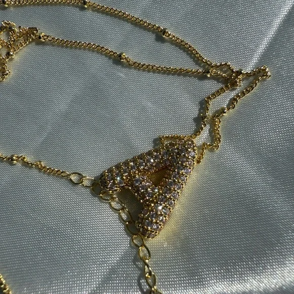 Anthropologe “A” diamond Gold Initial Pendant Necklace - Picture 9 of 11